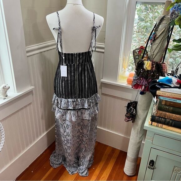 Bellevue Mia Lace Maxi Dress w/ Snakeskin Print Fits Medium Evening - Picture 4 of 13